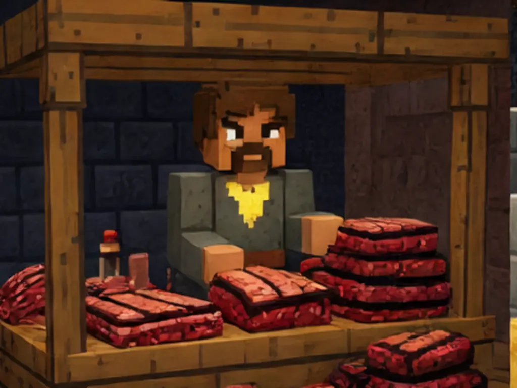 Minecraft-style guide artwork for the Butcher NPC at United Factions spawn.