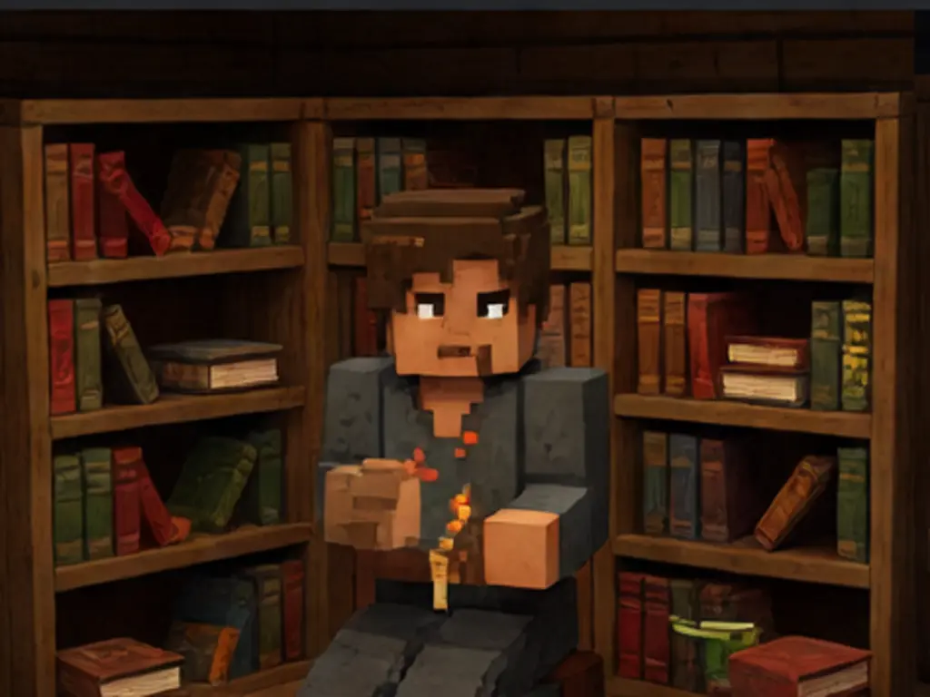 Minecraft-style guide artwork for the Librarian NPC at United Factions spawn.