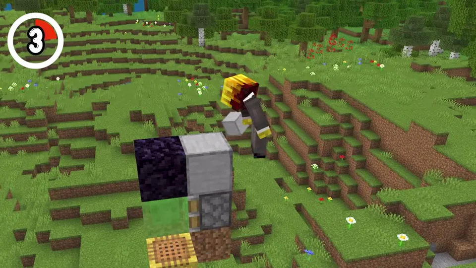 Screenshot of the slime-block TNT launcher build from the referenced BlazedMC video.