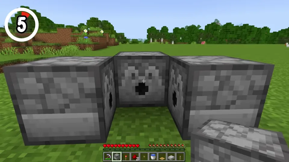 Screenshot of the starter four-dispenser TNT cannon from the referenced BlazedMC video.