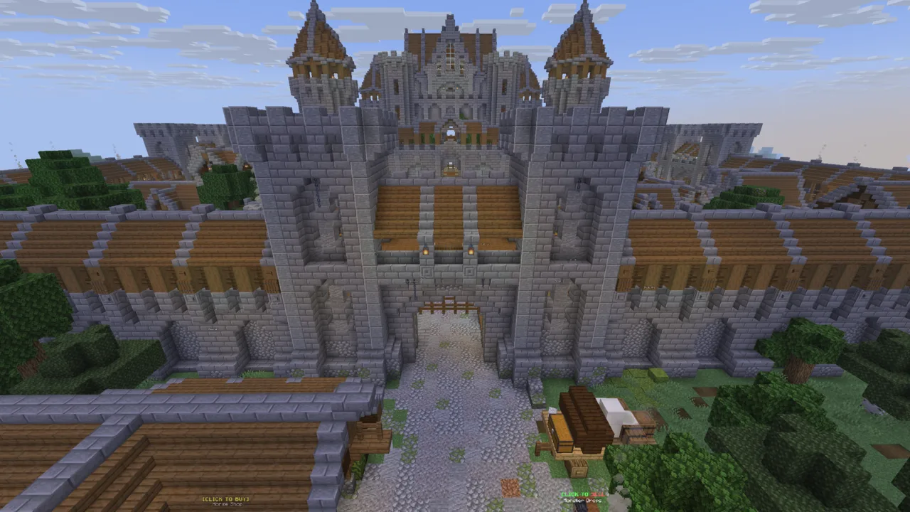 Minecraft castle walls used as a base defense example.