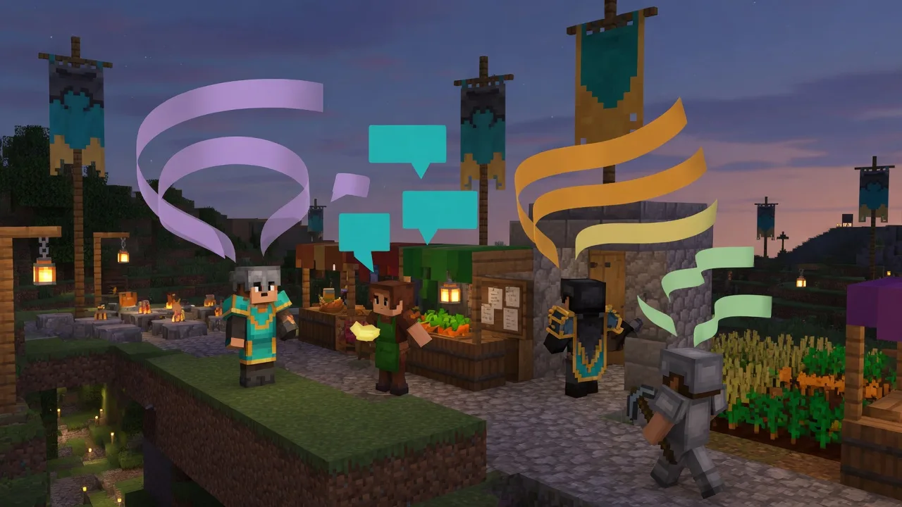 Minecraft-style United Factions players using different in-game chat channels near spawn and faction land.