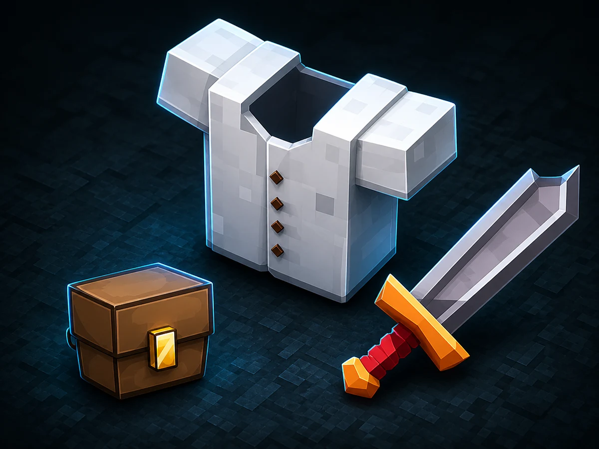 Iron Supporter pack with iron armor, a locked reward chest and sword