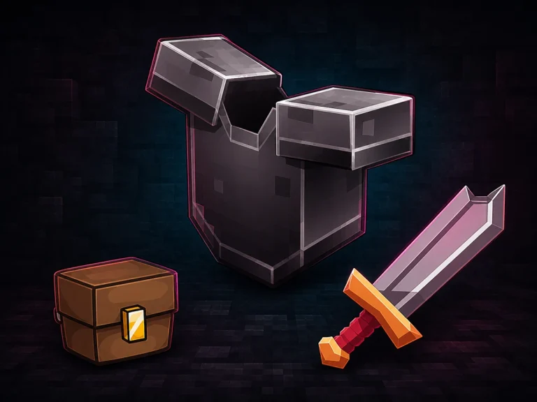 Netherite Supporter pack with netherite armor, a locked reward chest and sword